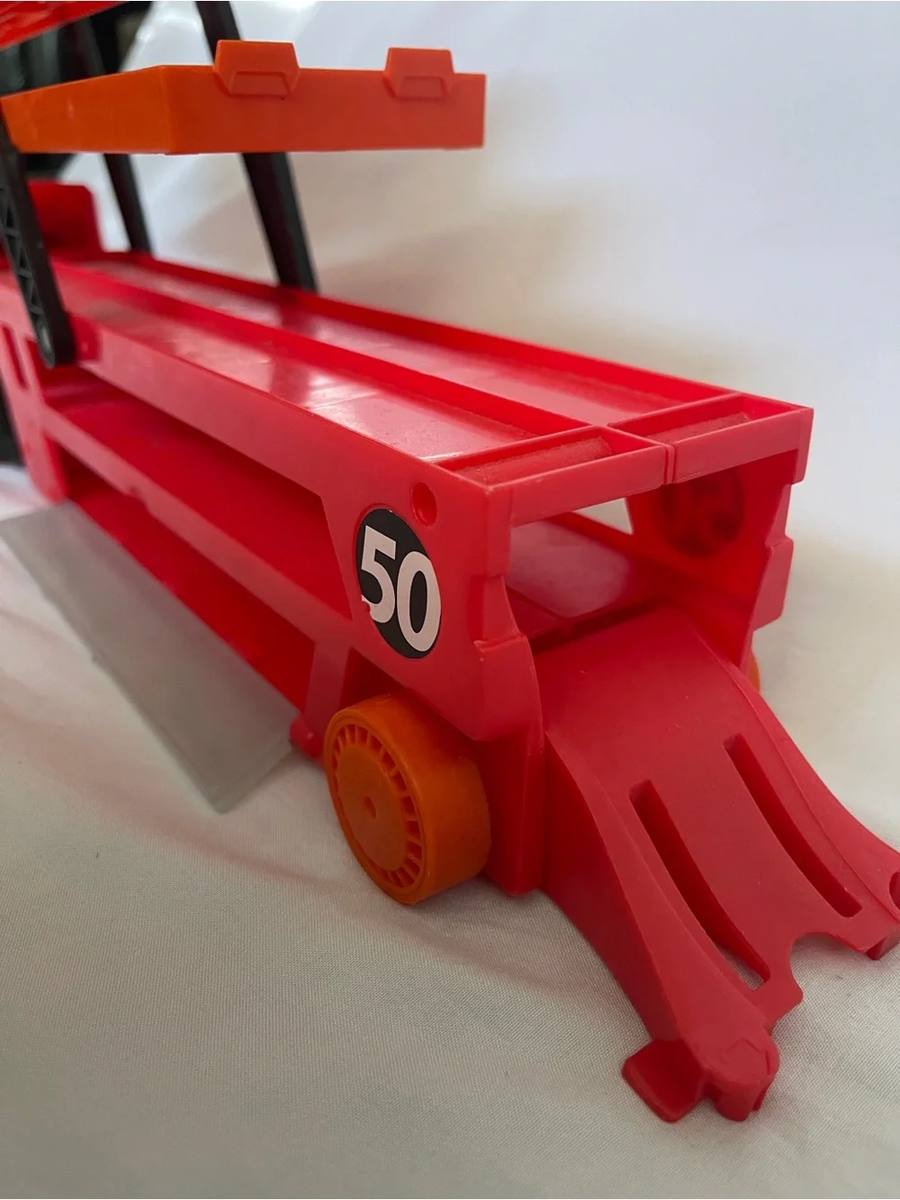 Red & Orange Car Carrier Semi Truck Toy | 3 Levels | Hot Wheels